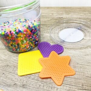 Perler Bead Bucket with 3 plates, Lots of colors